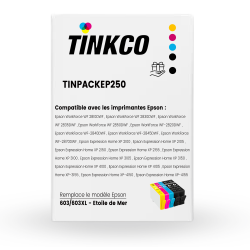 Pack Compatible Epson 603XL Noir et couleur : Lot de 4 cartouches XL + 1 NOIRE OFFERTE compatible Epson série Etoile de mer