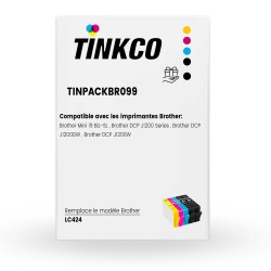 Cartouche d'encre Brother LC424 noir et couleur - Pack de 4 Cartouches compatibles Brother LC424 + 1 NOIRE OFFERTE