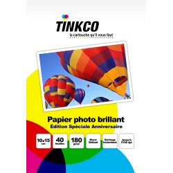 Papier Photo Brillant Tinkco 180g : boîte de 40 feuilles A6 10x15