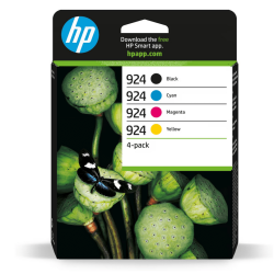 Pack de 4 Cartouches d'encre originale HP 924 (6C3Z1NE) Noir et Couleur