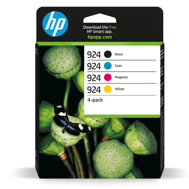 Pack de 4 Cartouches d'encre originale HP 924 (6C3Z1NE) Noir et Couleur