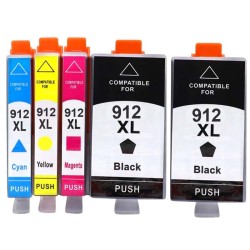 Cartouche d'encre compatible HP 912XL Noir et couleur, Lot de 4 cartouches d'encre compatibles + 1 Noire Offerte.