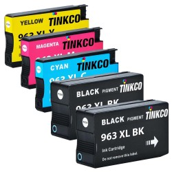 Cartouche d'encre HP 963XL Noir et couleur, Lot de 4 cartouches d'encre compatibles + 1 noire OFFERTE