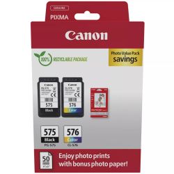 Pack de cartouches d'encre Canon PG-575/CL-576 + Papier Photo - Tinkco