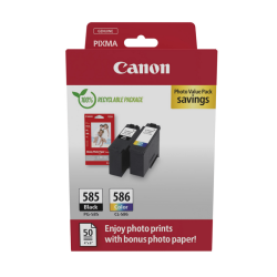 Canon PG-585/CL-586 Photo Value Pack - Cartouches d’Encre + Papier Photo