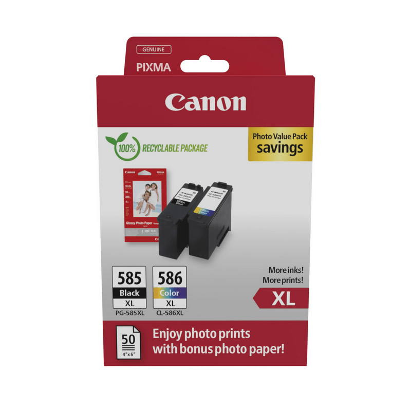 Canon PG-585XL/CL-586XL Photo Value Pack - Cartouches XL + Papier Photo 50 Feuilles