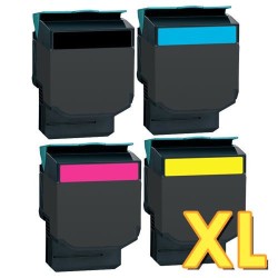 Lexmark C540n - LOT de 4 toners compatibles noir, cyan, magenta et jaune