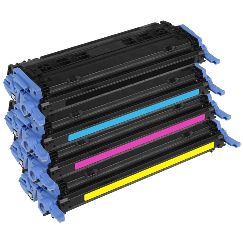 HP Q6000 / Q6001 / Q6002 / Q6003 - Lot de 4 toners génériques équivalents aux modèles HP 124A noir, cyan, magenta et jaune