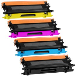 Brother TN-135BK/C/M/Y - Lot de 4 toners génériques équivalents aux modèles Brother TN-135 noir, cyan, magenta et jaune