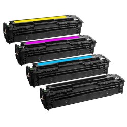 HP CB540 / CB541 / CB542 / CB543 - Lot de 4 toners génériques équivalents aux modèles HP 125A noir, cyan, magenta et jaune