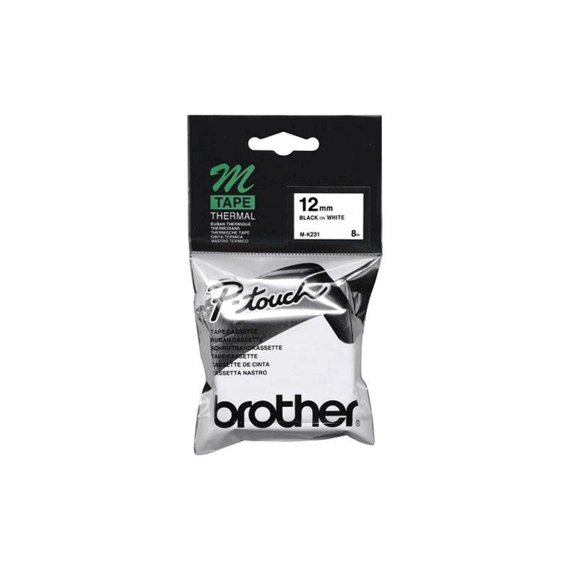 Ruban laminé de marque Brother MK-231 12mm noir/blanc