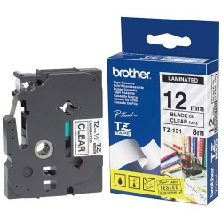 Ruban laminé de marque Brother TZe-131 12mm noir/transparent