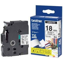Ruban laminé de marque Brother TZe-141 18mm noir/transparent