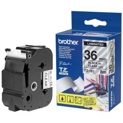 Ruban laminé de marque Brother TZe-161 36mm noir/transparent