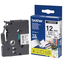 Ruban laminé de marque Brother TZe-231 12mm noir/blanc