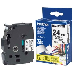Ruban laminé de marque Brother TZe-251 24mm noir/blanc