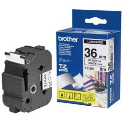 Ruban laminé de marque Brother TZe-261 36mm noir/blanc