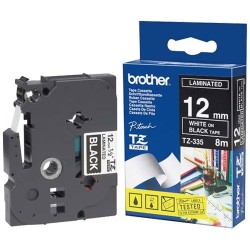 Ruban laminé de marque Brother TZe-335 12mm blanc/noir