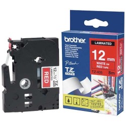 Ruban laminé de marque Brother TZe-435 12mm blanc/rouge