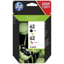 Prix Bradé HP 62 noir et couleur - LOT de 2 cartouches de marque HP 62 noire et couleur (J3M80AE)
