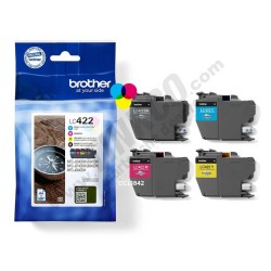 Brother LC422 noir et couleur Value Pack - 4 cartouches d'encre de marque Brother LC422. 550 pages PETITE CAPACITÉ