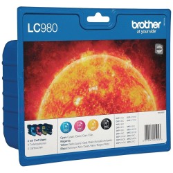 Brother LC980VALBP - Pack de 4 cartouches de marque Brother LC980 noir, cyan, magenta et jaune