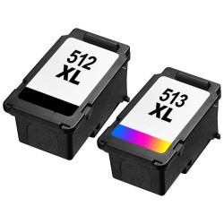 LOT de 2 cartouches génériques PG-512 et CL-513 noir et couleur (grande capacité)