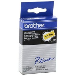 Ruban laminé de marque Brother TC-691 9mm noir/jaune