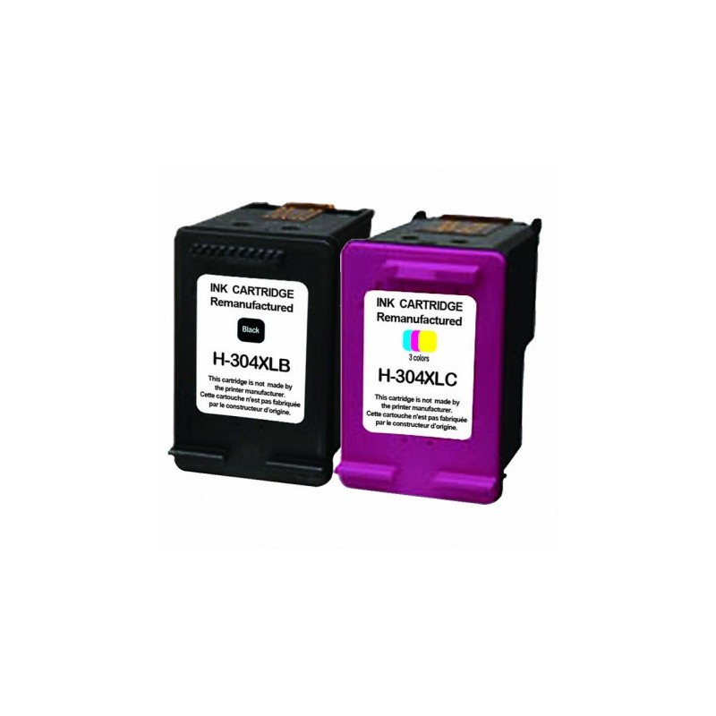 Cartouche d'Encre Compatible HP 304XL - LOT de 2 cartouches d'encre 304XL noir et couleur