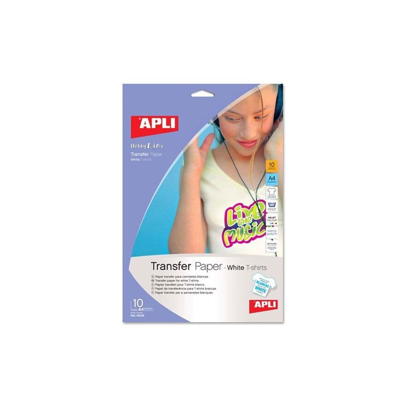 Papier transfert textiles clairs : 10 transferts A4 21x29,7