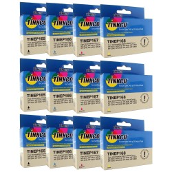 LOT de 12 cartouches génériques de qualité Tinkco noir & couleur TINEP165 à TINEP168 (12,9ml x3, 11ml x9)