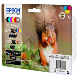 Epson 378XL + 478XL, Multipack de marque Epson 378XL + 478XL Ecureuil / T379D noir et couleurs - 59,7ml