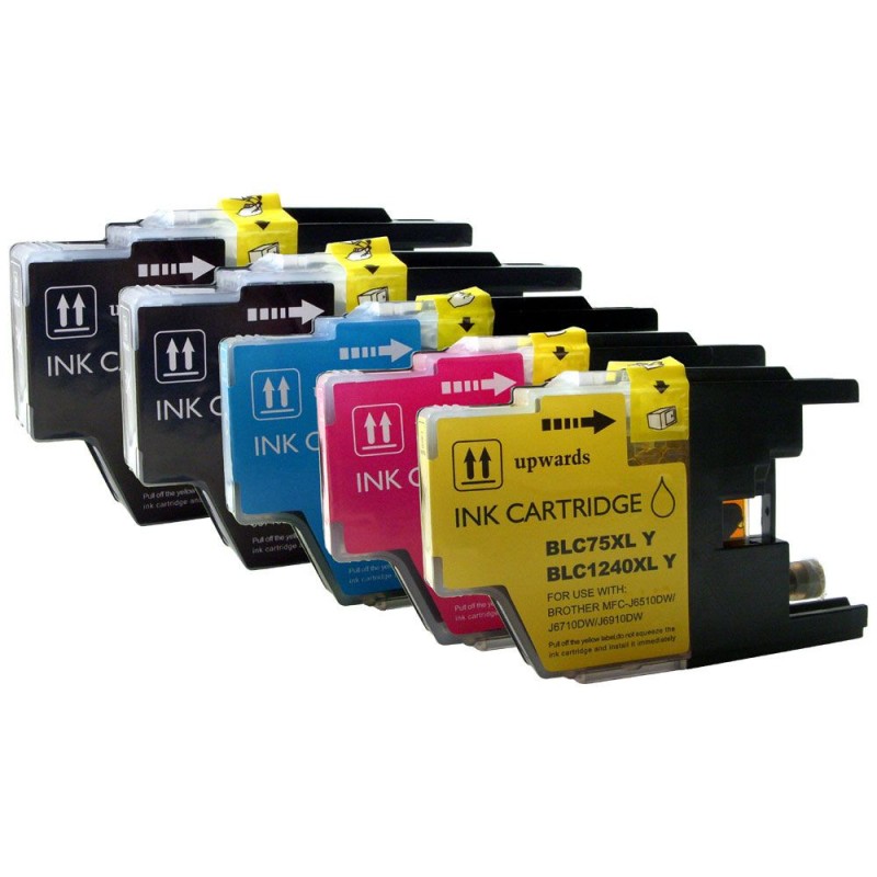 Cartouche encre Brother LC1240 - Lot de 4 cartouches compatibles Brother LC1240 Noire et couleur + 1 noire OFFERTE