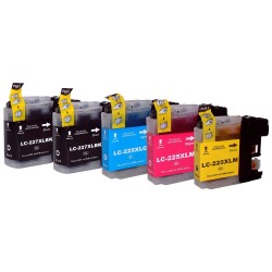 Cartouche encre Brother LC227XL / LC225XL - Pack de 4 cartouches compatibles Brother LC227XL / LC225XL + 1 noire OFFERTE