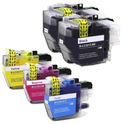 Cartouche encre Brother LC3213 - Pack de 5 cartouches compatibles Brother LC3213 (1 noire OFFERTE)