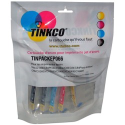 Cartouche encre Epson T0445 - Lot de 4 cartouches compatibles + 1 noire OFFERTE. Remplace la série Epson Parasol