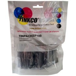 Lot de 4 cartouches compatibles + 1 noire OFFERTE. Remplace la série Epson Cerf