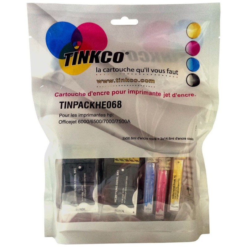 PRIX KO : pack de 5 cartouches compatibles noire & couleur équivalentes aux modèles HP 920XL
