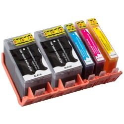 Lot de 4 cartouches compatibles + 1 noire OFFERTE. Remplace la série HP 934XL et 935XL